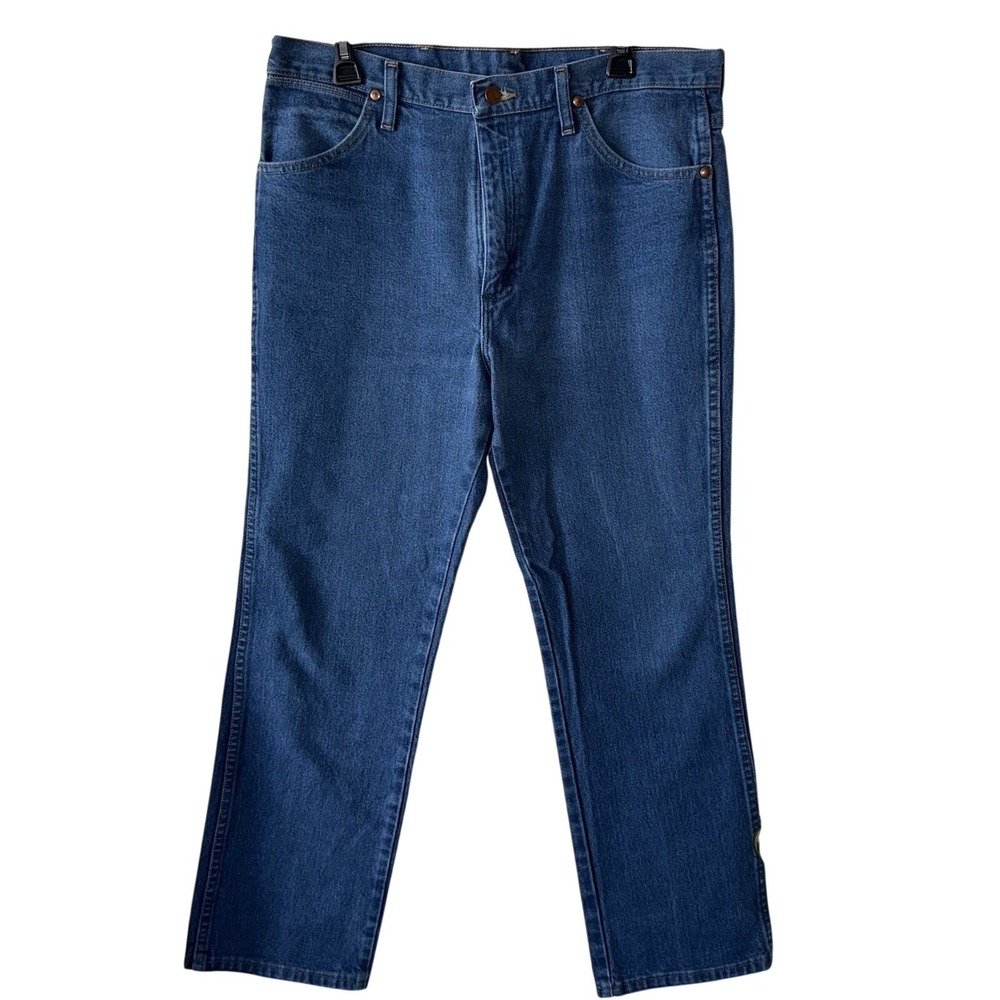 Wrangler Cowboy Cut Slim Fit Jeans Mens 35x30 Blue  936PWD High Rise Straight - Picture 2 of 9